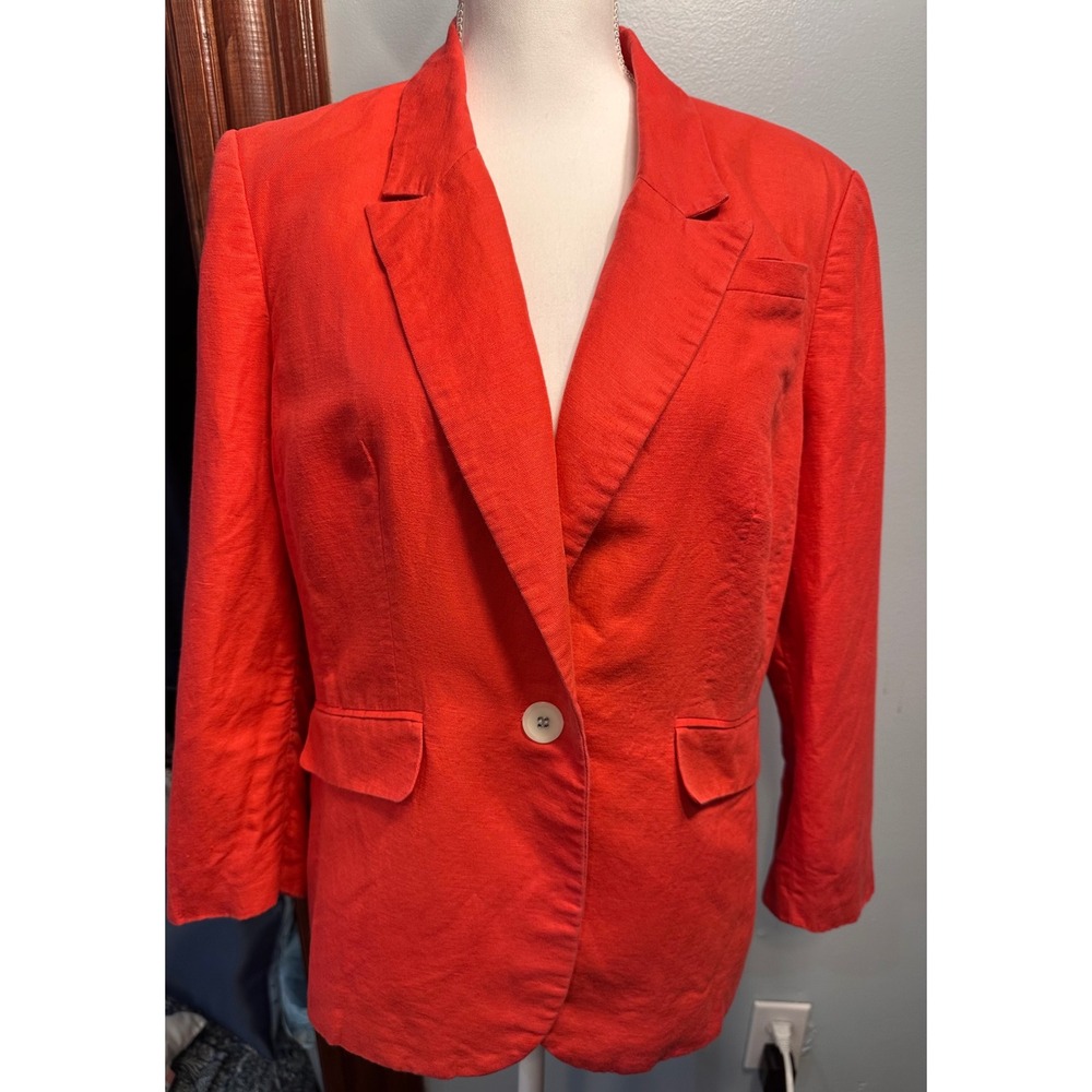 The Limited Women XL Coral Red Single Button Notched Lapel Blazer Jacket